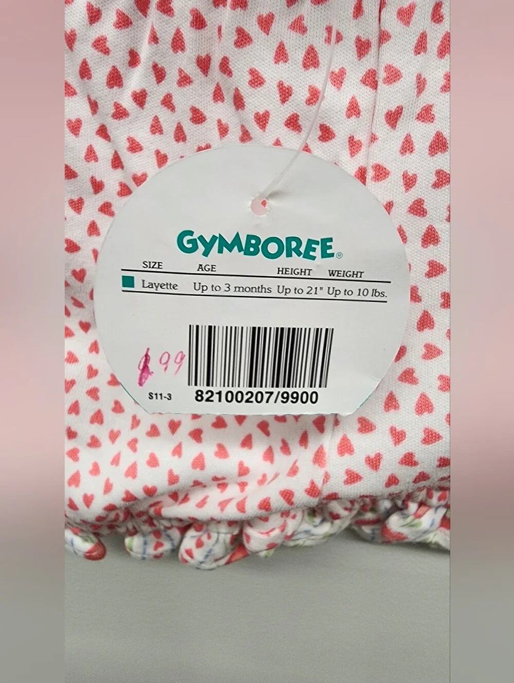 Vintage Gymboree Layette Baby Girl Heart Print Bloomers NWT 0-3 Months